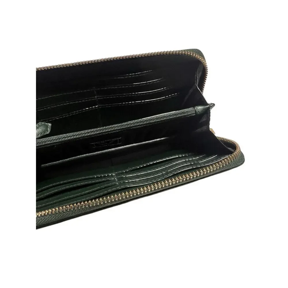 VTG Victoria Secret Green Crocodile Print Zip Around Wallet - Picture 4 of 6
